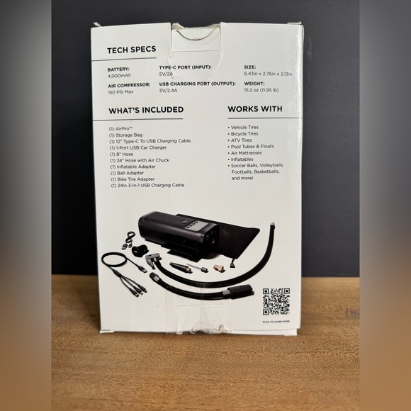 NIB LimitLess Innovations Air Pro Portable Air Compressor Power Bank Flashlight - Picture 2 of 4